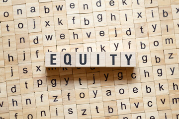 Equity - word concept on cubes
