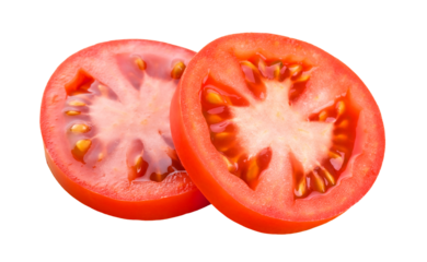 Fresh slice tomato isolated on transparent background. Png format