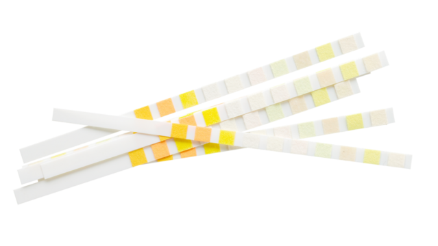 Ph or medical test strips. Isolated png with transparency