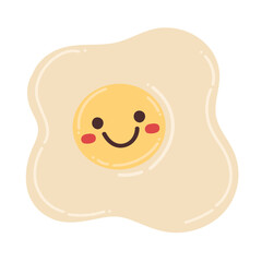 Doodle Flat Clipart. Vector sticker happy scrambled eggs. All Objects Are Repainted.