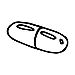 Medical pill doodle style vector illustration isolated on white