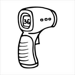 Distant Temperature measure electronic equipment doodle style vector illustration isolated on white