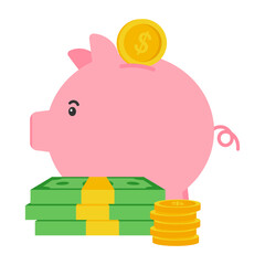 Piggy bank icon. vector illustration.