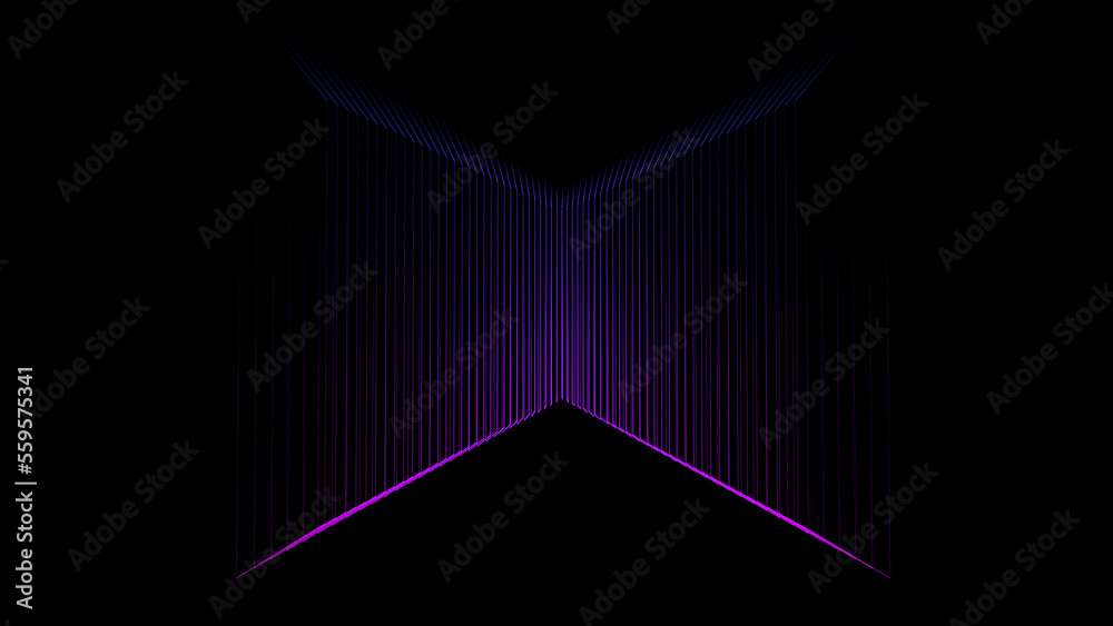 Poster Wave of dots and weave lines. Abstract background. Network connection structure. 3d rendering.