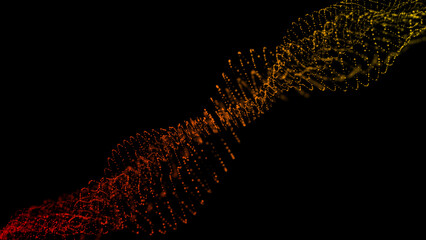 Wave of dots and weave lines. Abstract background. Network connection structure. 3d rendering.