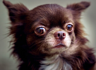 Close-up portrait of a cuite brown male chihuahua.