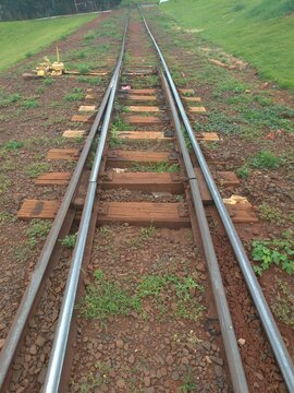 railroad tracks in the countryside