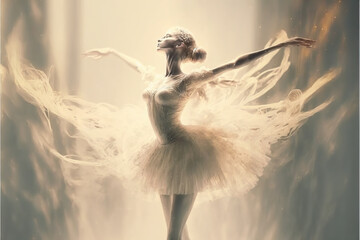 adorable ballet dancer, full body, light painting - obrazy, fototapety, plakaty