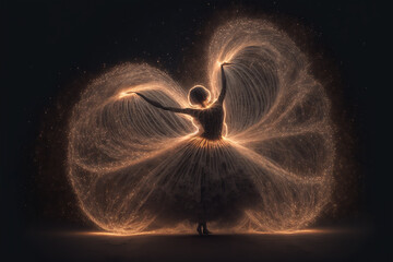 adorable ballet dancer, full body, light painting