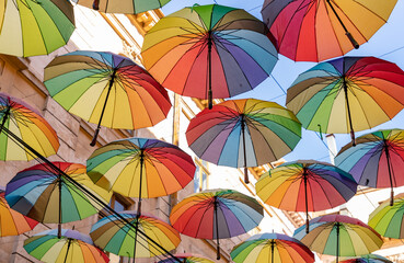 Fototapeta na wymiar Umbrellas Street - Bucharest