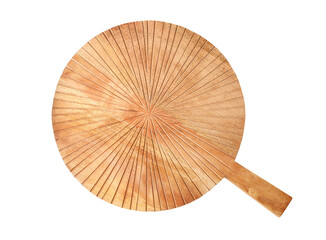 Wooden cutting board isolated on white, top view. Cooking utensil