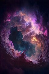 purple galaxy cloud nebula, creation universe stars,  colorful background, illustration digital generative ai design art style