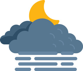 Night cloudy icon flat vector. Climate meteo. Sky widget isolated