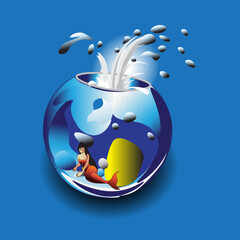 a mermaid trapped in an aquarium