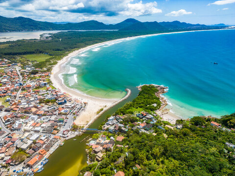 Aerial view of Barra da Lagoa and Lagoa da Conceicao lake