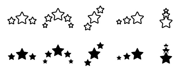 Conjunto de iconos de estrella decorativas. Ilustración vectorial