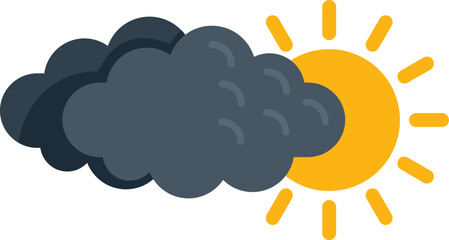 Sun under cloud icon flat vector. Rain forecast. Cold rainy isolated
