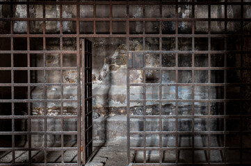 Detail of a prison in the basement of an old abandoned castle