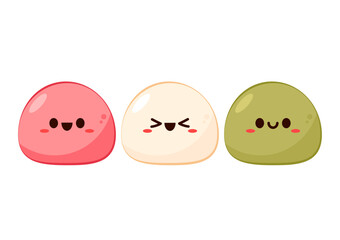 Cute Mochi cartoon vector. Mochi icon vector. Japanese rice dessert.