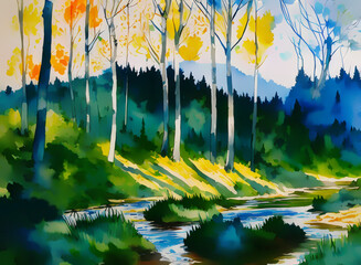 forest stream illustration 1