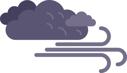 Storm wind cloud icon flat vector. Rain forecast. Cold sunshine isolated