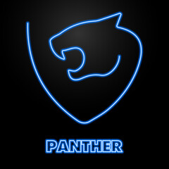panther neon sign, modern glowing banner design, colorful modern design trends on black background. Vector illustration. © Oleh