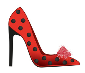 Free vector women shoes realistic, high heel with dots