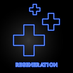 Fototapeta premium regeneration neon sign, modern glowing banner design, colorful modern design trends on black background. Vector illustration.