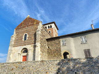 Fototapeta premium Medieval church of Saint Mayol in Ternay, Rhone, France, historical monument founded by Cluny abbey monks