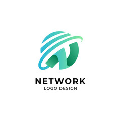 letter N for network, internet and web logo design