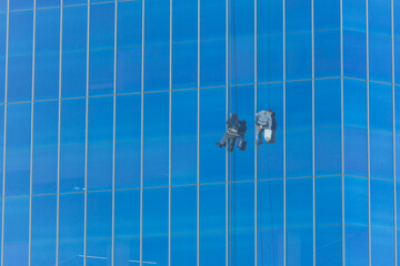office building. window glass cleaning 