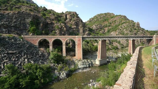 Scenic bridge over the Golo river in northern Corse, France.