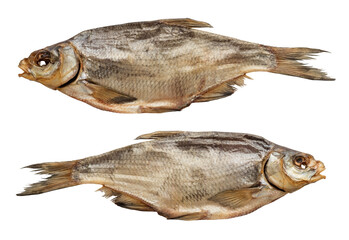 Dried fish Bream. Isolated object on a transparent background. Elements for design and layout