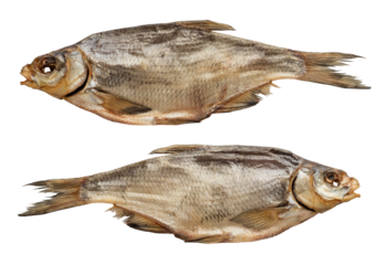 Dried fish Bream. Isolated object on a transparent background. Elements for design and layout