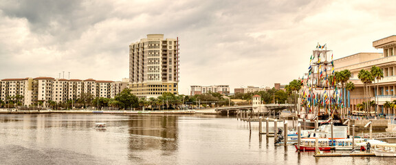 Tampa, FL - February 2016: Panoramic view of Downtown Tampa skyline