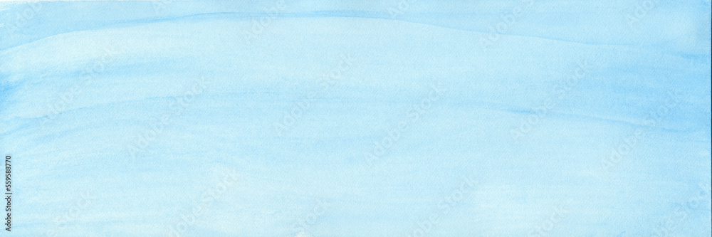 Aufkleber abstract art wide panorama background azure blue colors. watercolor painting on texture paper with p