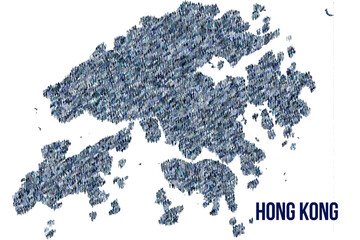 Fototapeta na wymiar The map of the Hong Kong made of pictograms of people or stickman figures. The concept of population, sociocultural system, society, people, national community of the state. illustration.