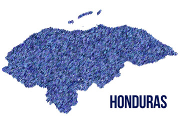 The map of the Honduras made of pictograms of people or stickman figures. The concept of population, sociocultural system, society, people, national community of the state. illustration.