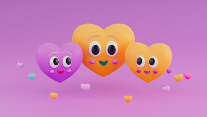 Colorfull heart family