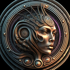 astrological sign of virgo, zodiac sign relief, filigree ornament, fictional person created with generative ai