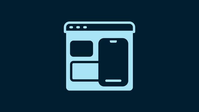 White Software, web developer programming code icon isolated on blue background. Javascript computer script random parts of program code. 4K Video motion graphic animation