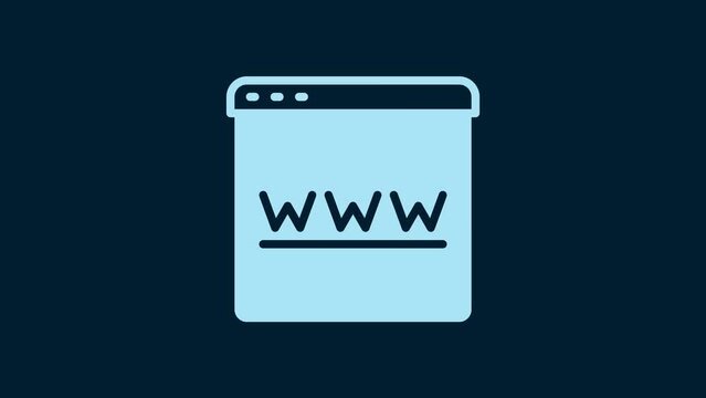 White Browser window icon isolated on blue background. 4K Video motion graphic animation