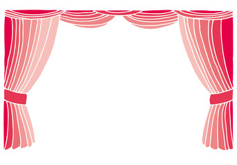 Luxury theatrical curtain with a copy space in the middle. Freehand drawing. Doodle. Hand Drawn. Outline.