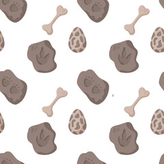 Dinosaur seamless pattern footprint tracks. Minimal color background with paw, stones, rainbow. Dinosaur footprint seamless pattern perfect for textile, wrap and wallpaper and design.