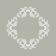 Hand Drawn Vintage damask ornamental elements for design. Baroque square frame scroll ornament. Retro Elegant floral pattern border in antique style.