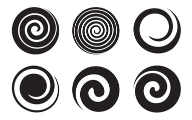 Set of six simple spiral decorative elements for your design.