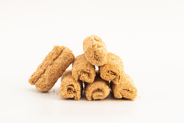 Khasta Gud Gajak Roll Mithai Or Gur Mawa Gazak Rolls Are Made Of Hammered Or Beaten Sesame Seeds, Condensed Milk, Khoya, Jaggery, Mava And Garnished With Pista And Badam For Makar Sankranti Or Lohri