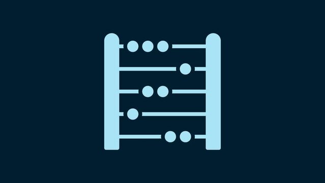 White Abacus icon isolated on blue background. Traditional counting frame. Education sign. Mathematics school. 4K Video motion graphic animation