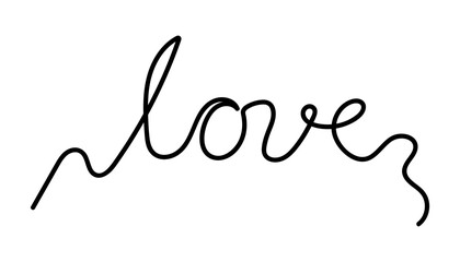 Handwritten inscription Love. Isolated vector illustration. A word in the style of linart, minimalistic design.