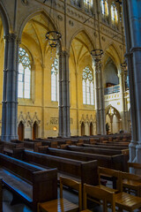 Fototapeta premium UK, Arundel, 02.02.2023: Arundel Cathedral, view to the walls and windows with amazing interior of 19th centuries&nbsp;&nbsp;